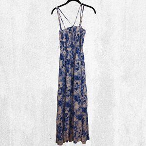 Abercrombie & Fitch Blue Floral Smocked Dress Size Medium